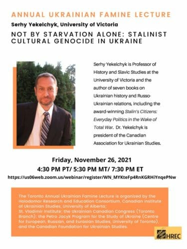 Main image 2021 Toronto Annual Ukrainian Famine Lecture – Online